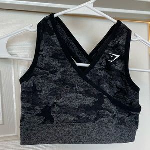 Gymshark Camo Seamless Sports Bra, small, black